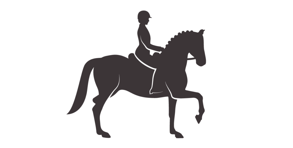 Silhouette of horse trotting in Dressage competition